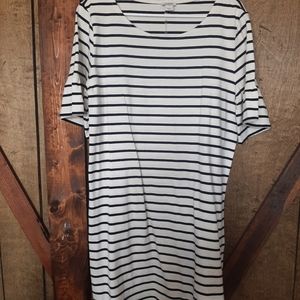 Navy and white striped dress